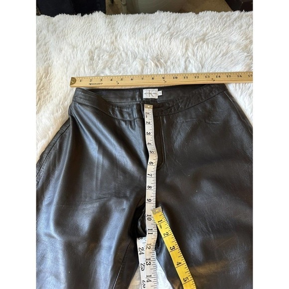 Calvin Klein Leather Pants Women 4 Straight Leg Midrise Y2K Mob Wife - Picture 5 of 11